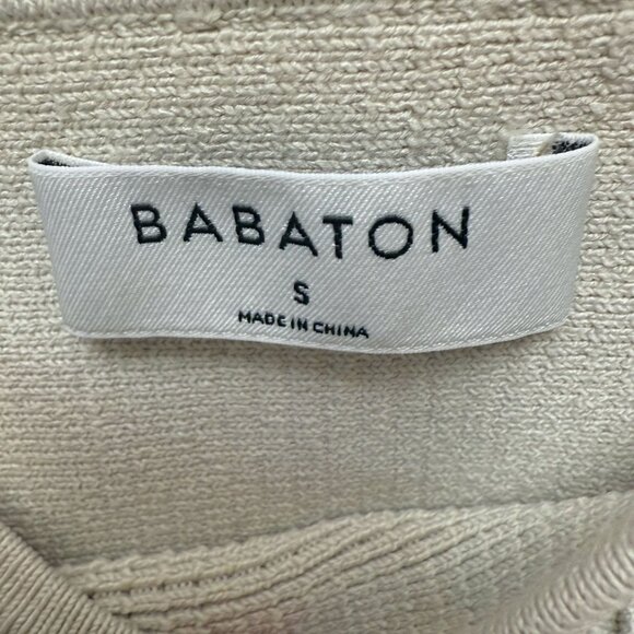 Aritzia Babaton Crop Tank Top Size Small Sculpt Rib Knit Squareneck Beige - Picture 4 of 8